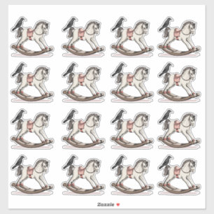 Victorian Pink Rocking Horse Sticker Sheet