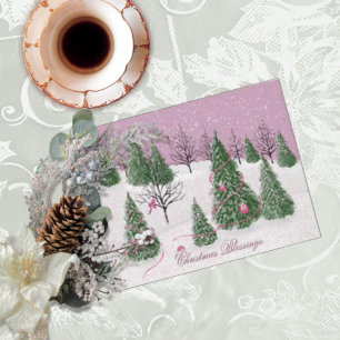 Victorian Pink Rose Forest Holiday Letter Card
