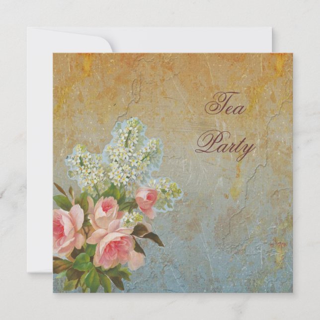 Victorian Pink Rose Tea Party Invitation (Front)