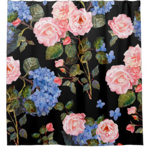 Victorian pink roses bouquet. shower curtain