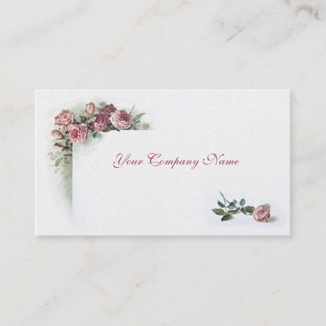 Victorian pink roses business card (Front)