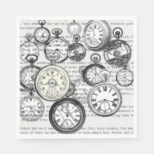 Victorian Pocket Watch Alice in Wonderland Napkin