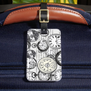 Victorian Pocket Watch Collage Alice in Wonderland Luggage Tag
