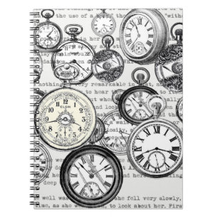 Victorian Pocket Watch Collage Alice in Wonderland Notebook