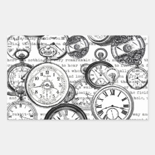 Victorian Pocket Watch Collage Alice in Wonderland Rectangular Sticker