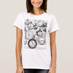 Victorian Pocket Watch Collage Alice in Wonderland T-Shirt