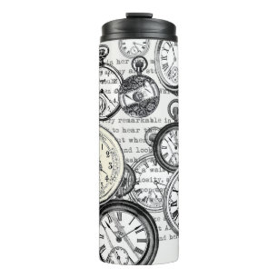 Victorian Pocket Watch Collage Alice in Wonderland Thermal Tumbler