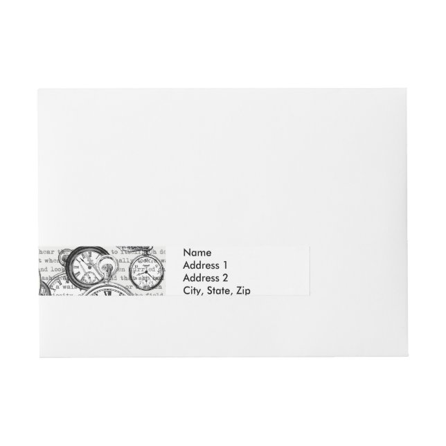 Victorian Pocket Watch Collage Alice in Wonderland Wraparound Address Label (Front)