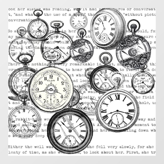 Victorian Pocket Watch Collage Alice Wonderland (Sheet)