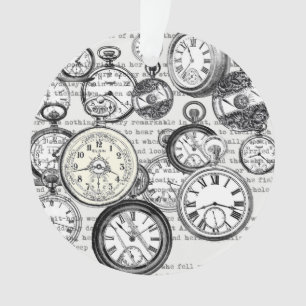 Victorian Pocket Watch Collage Alice Wonderland Ornament