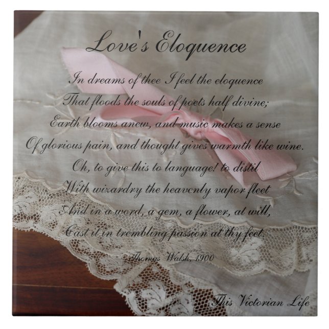 Victorian Poem —"Love's Eloquence" (1900) Tile (Front)
