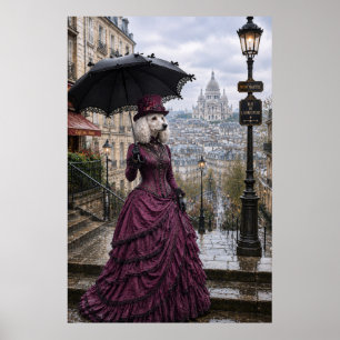 Victorian Poodle Lady at Sacré-Cœur – Paris Wall A Poster