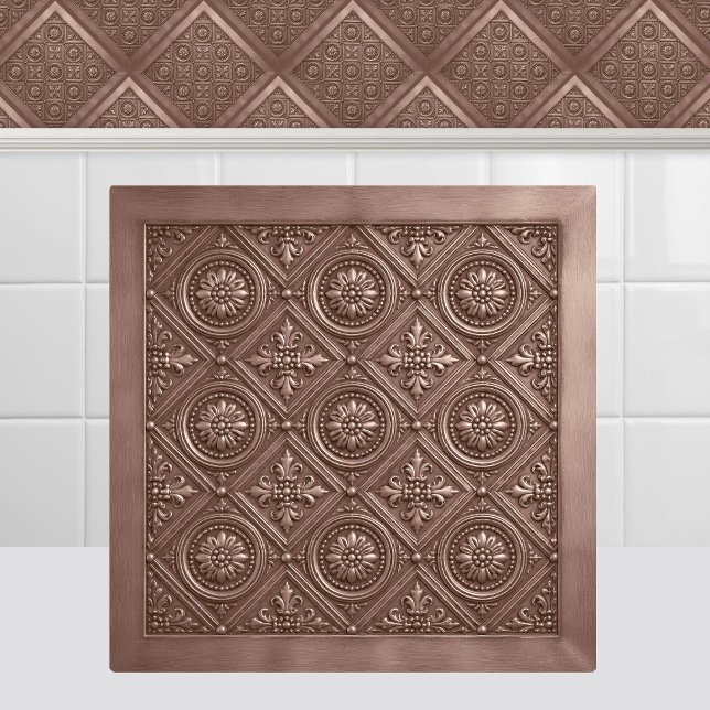 Victorian Pressed Rose Gold Rosette Pink Ceiling Tile (Victorian Pressed Rose Gold Rosette Pink Ceiling Ceramic Tile)