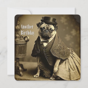 Victorian Pug Birthday Card
