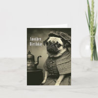 Victorian Pug Birthday Card - Funny picture of Pug