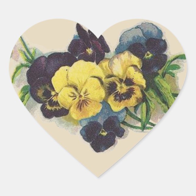 Victorian Purple and Yellow Pansies Flower Sticker (Front)