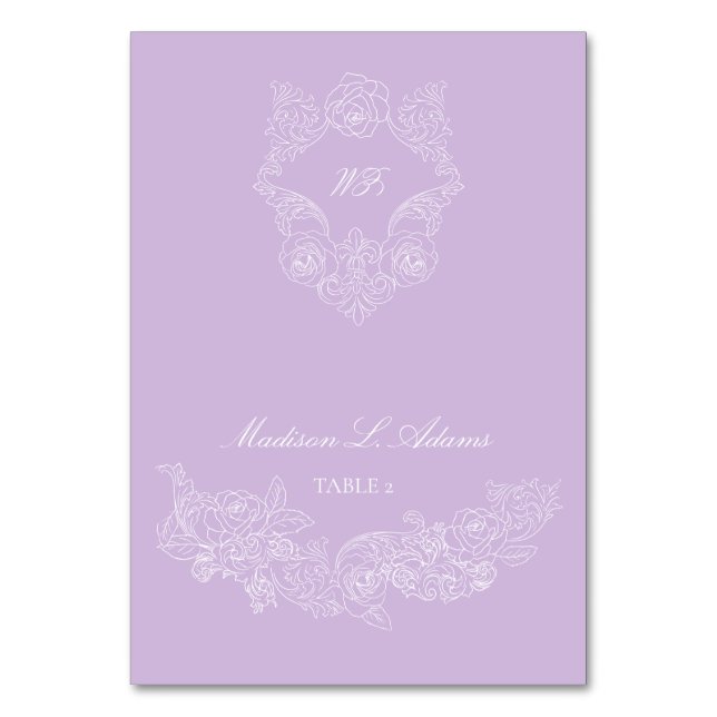 Victorian Purple Crest Elegant Foldable Name Card (Front)