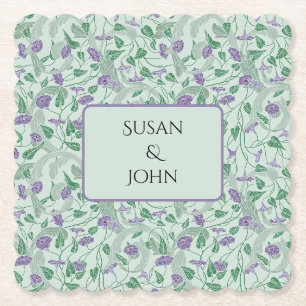Victorian Purple Flower Ivy Decorative Flourish Paper Coaster