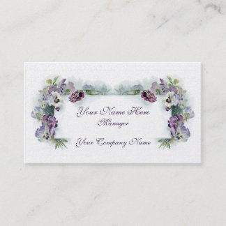 Victorian purple pansies business card