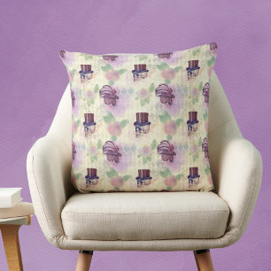 Victorian Purple Steampunk Hats Feathers Skulls Cushion