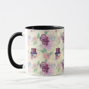 Victorian Purple Steampunk Hats Feathers Skulls Mug