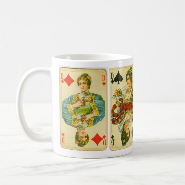 Victorian queens of cards coffee mug (Left)