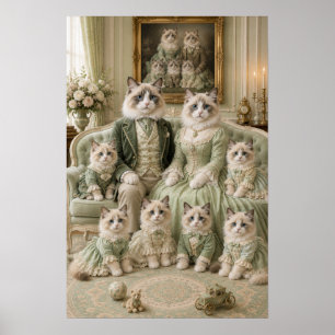 Victorian Ragdoll Cat Family Portrait – Elegant Mi Poster