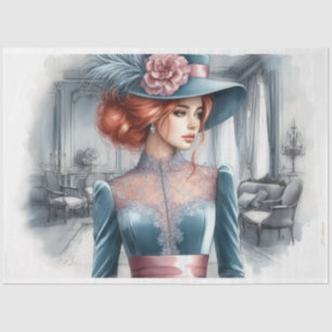Victorian Red Head Beauty Decoupage  Tissue Paper