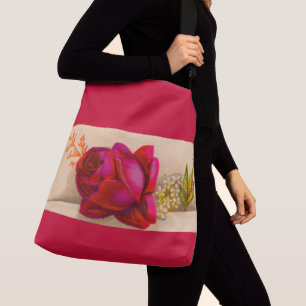 Victorian red rose crossbody bag