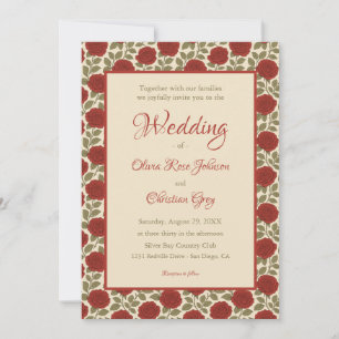 Victorian Red Rose Wedding Invitation