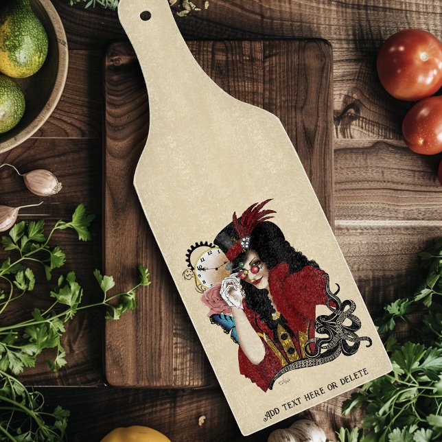 Victorian Red Steampunk Black Octopus Cutting Board (Creator Uploaded)
