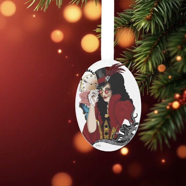 Victorian Red Steampunk Black Octopus Ornament (Creator Uploaded)