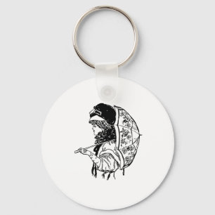 Victorian Regency Woman with Parasol Portrait Key Ring