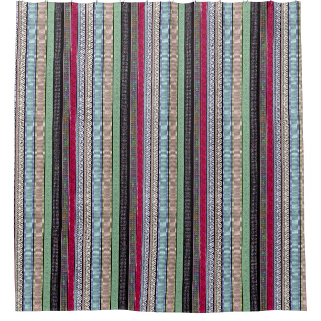 Victorian Ribbon Multi Coloured Shower Curtain (Front)