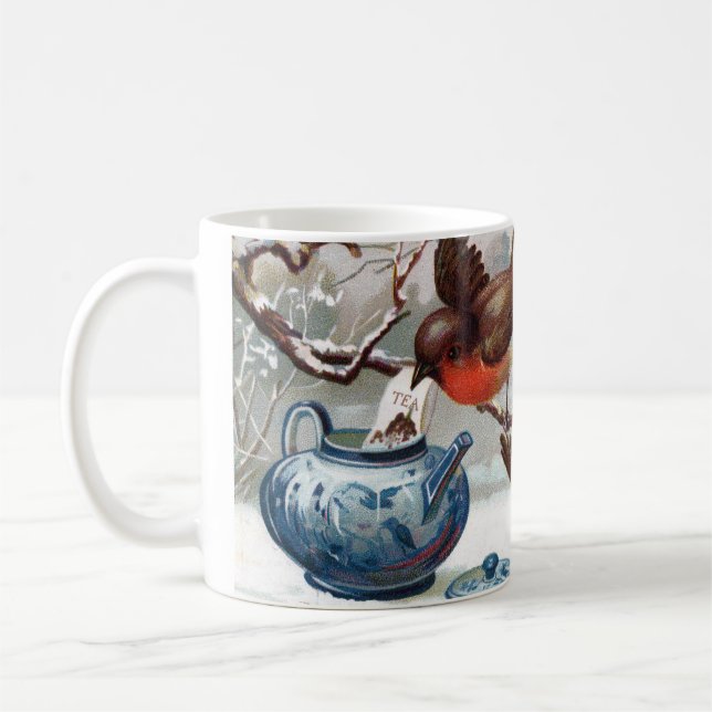 Victorian Robins Making Tea Mug (Left)