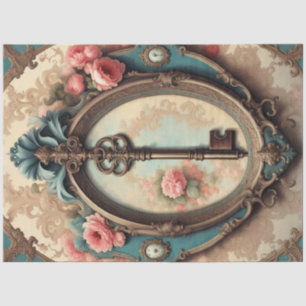 Victorian Rococo Key Decoupage Paper – Pink Rose