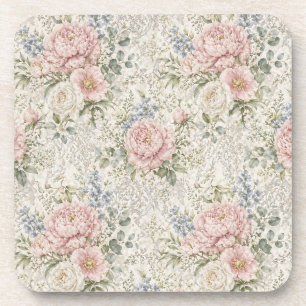 Victorian Romance: Blushing Peonies Delicate Lace Coaster