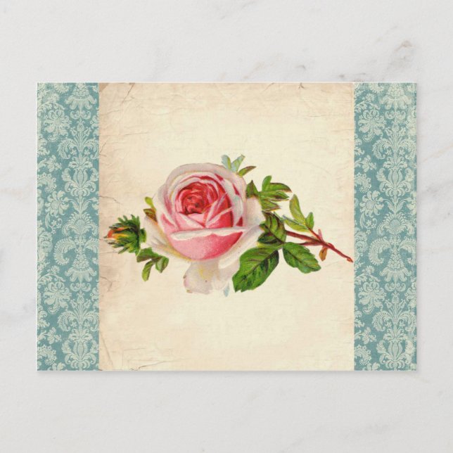 Victorian Rose and Damask Postcard (Front)