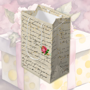 Victorian Rose and Letter Medium Gift Bag
