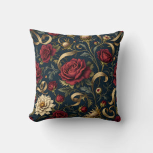 Victorian Rose and Thistle Elegant Pattern Cushion