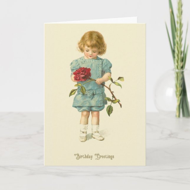 Victorian Rose Birthday Greeting Card (Front)