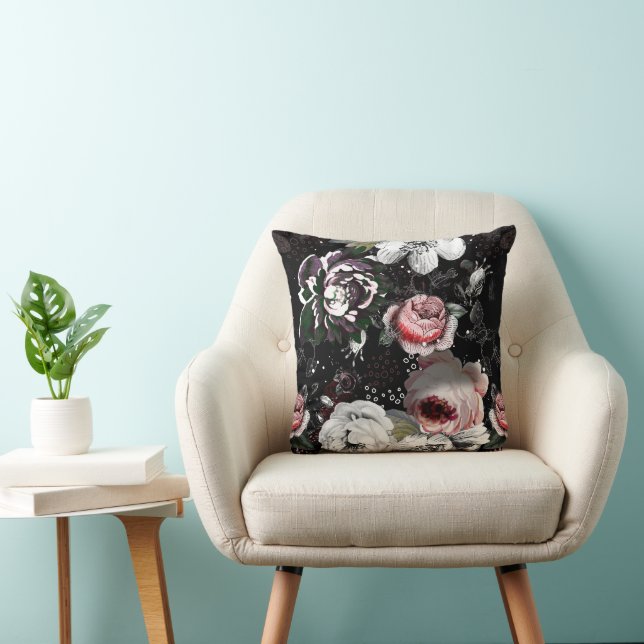 Victorian Rose Bold Colourful Floral Cushion (Chair)