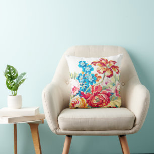 Victorian Rose Bold Colourful Floral Cushion
