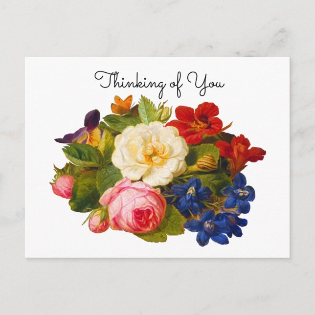 Victorian Rose Bouquet Thinking of You Postcard (Front)