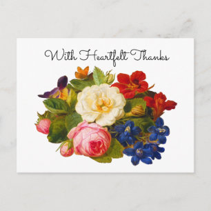 Victorian Rose Bouquet With Heartfelt Thanks Postcard