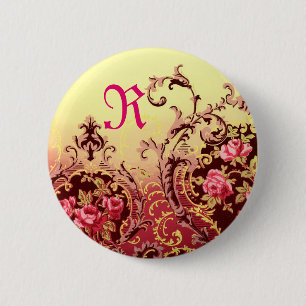 Victorian rose elegant floral vintage 6 cm round badge
