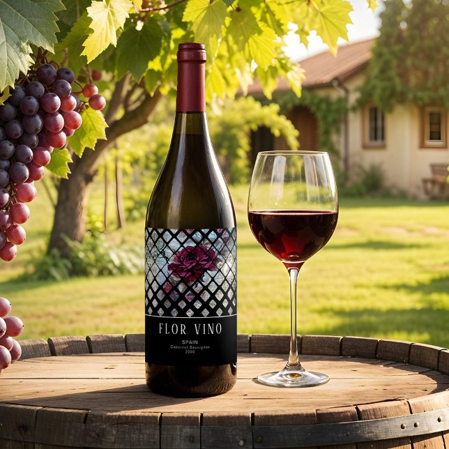 Victorian Rose Ephemera Floral Wine Label (Creator Uploaded)