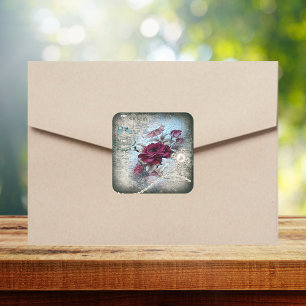 Victorian Rose Ephemera Square Sticker