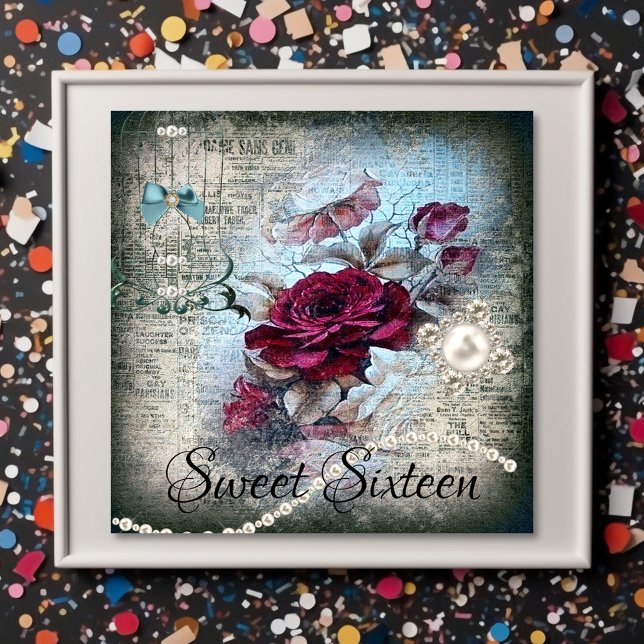 Victorian Rose Ephemera Sweet Sixteen  Invitation (Creator Uploaded)