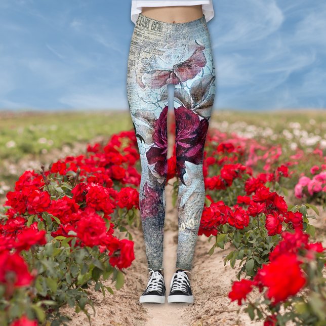 Victorian Rose Ephemera Vintage Chic Leggings (Creator Uploaded)